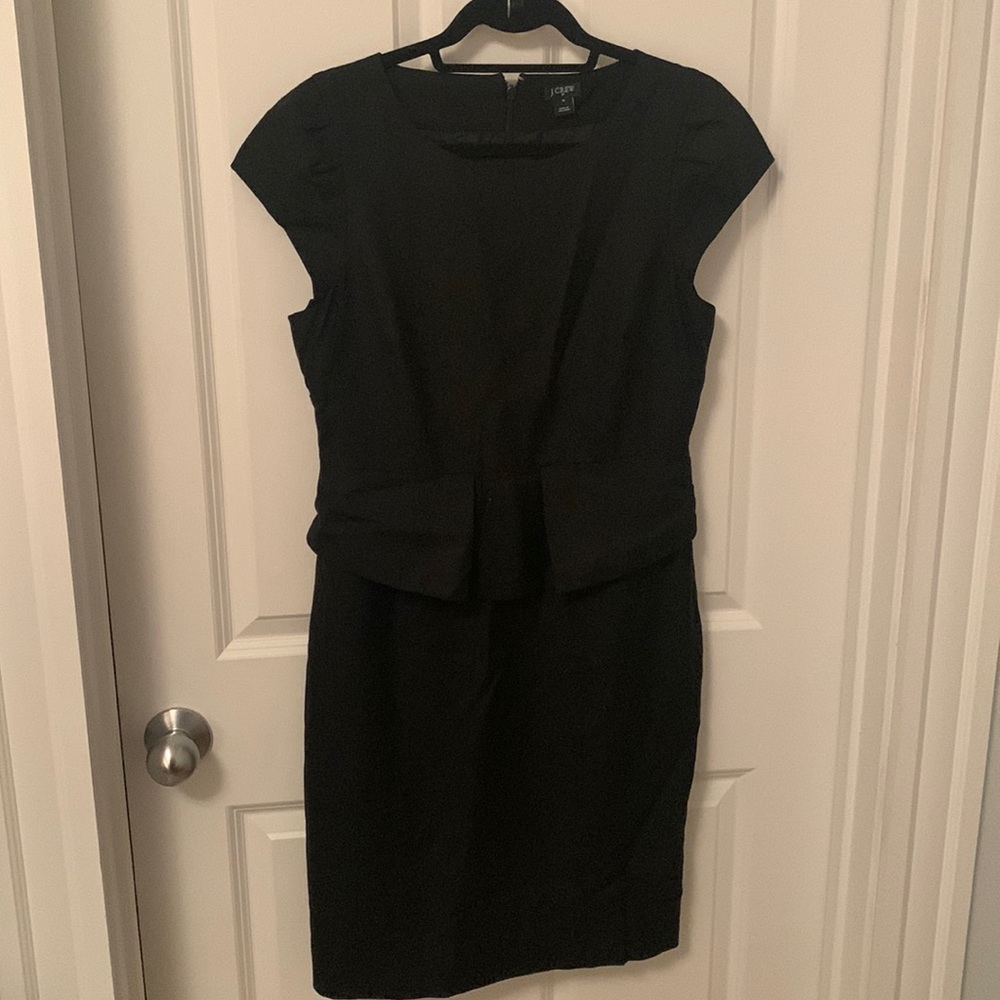 J. Crew Factory Black Wool Peplum Dress Size 10